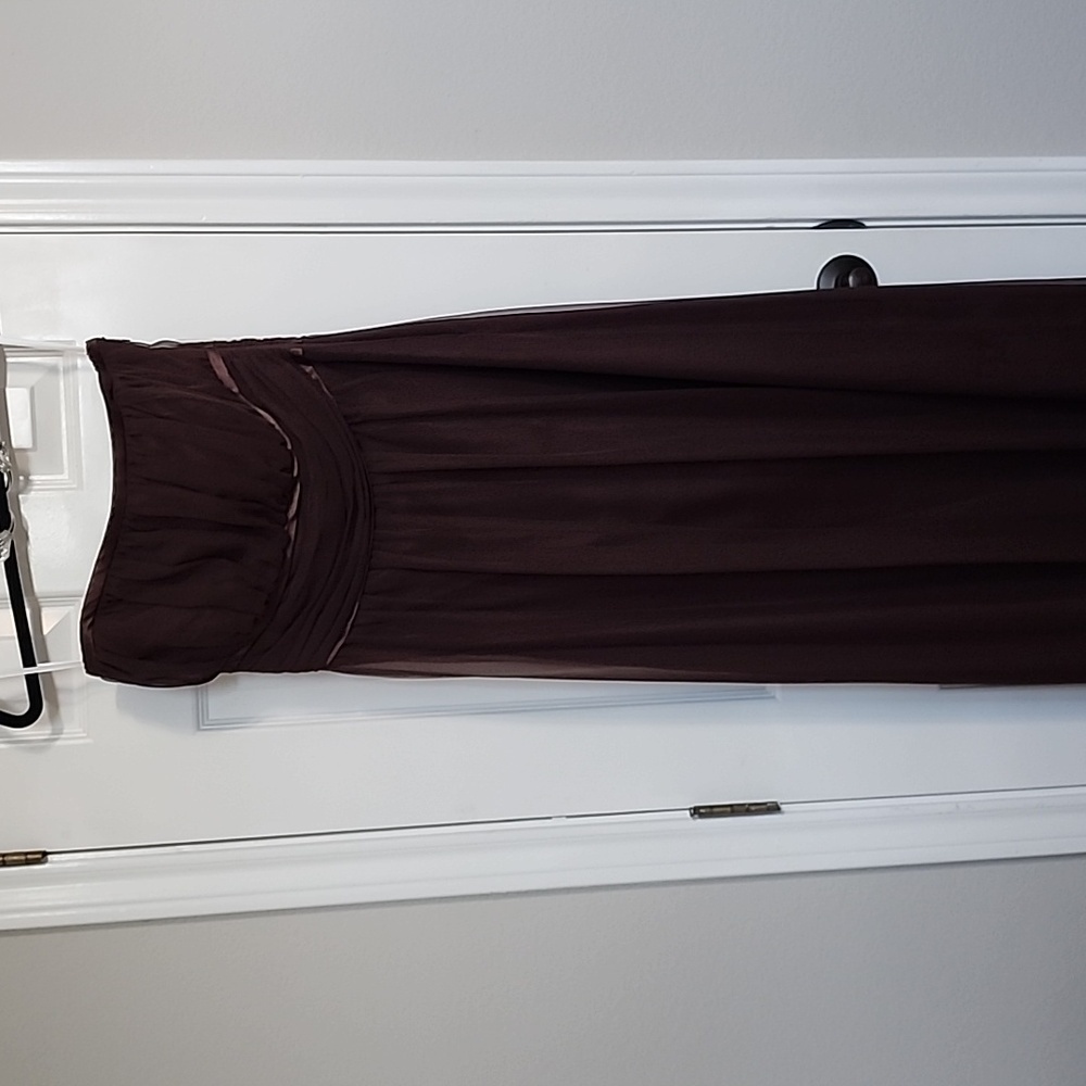 Thread Brown Strapless Floor Length Bridesmaid Dr… - image 1